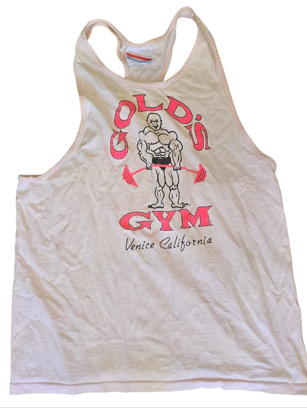 1970s Golds Gym Venice California Pale Pink Bodybuilding Tank Top Large